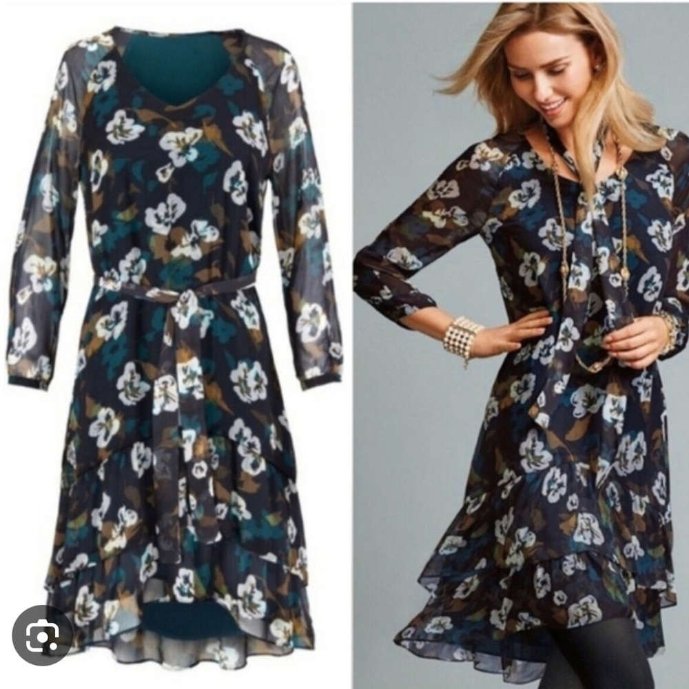 NEW CABi 3460 Pirouette Floral Fall Navy Dress Size Small Career Business